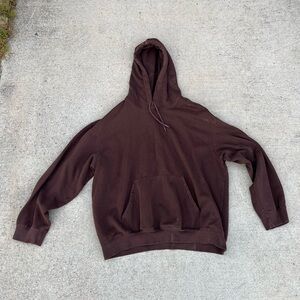 Men's Dark Brown Pullover Hoodie with Kangaroo Pocket